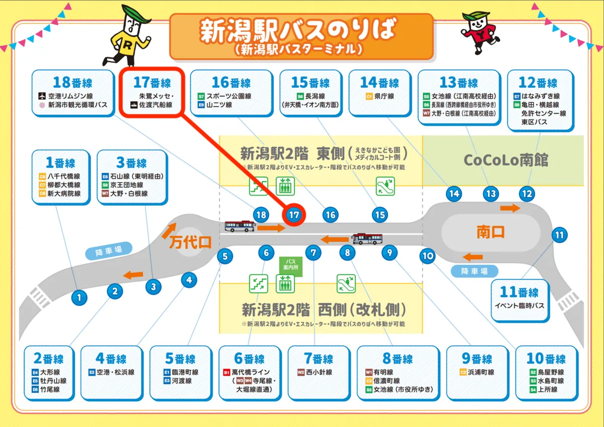 新潟站巴士總站站台地圖