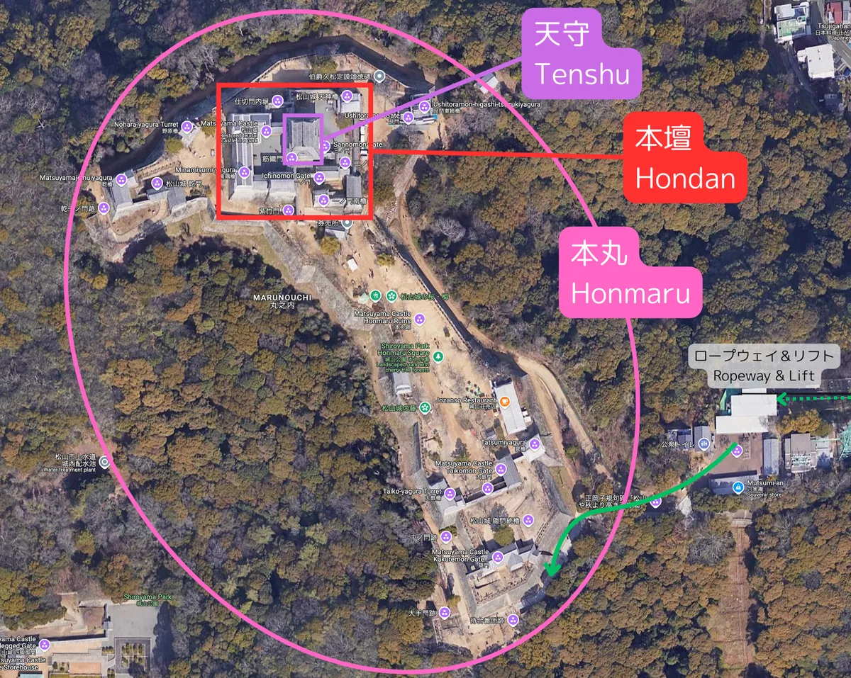 松山城 本丸・本段・天守範圍地圖